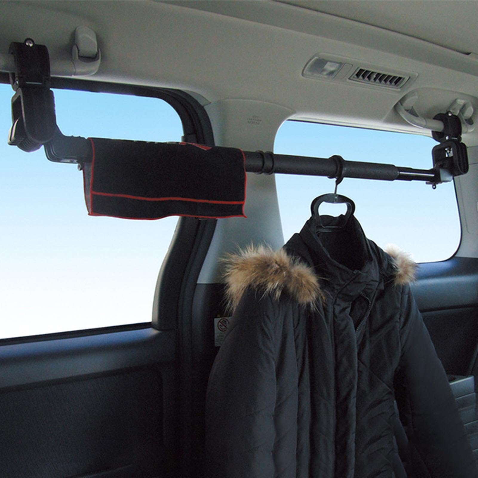 Appendiabiti da viaggio in auto, per vestiti per veicoli | barra appendiabiti retrattile in metallo, per veicoli portatili, barra per abbigliamento resistente all'usura per