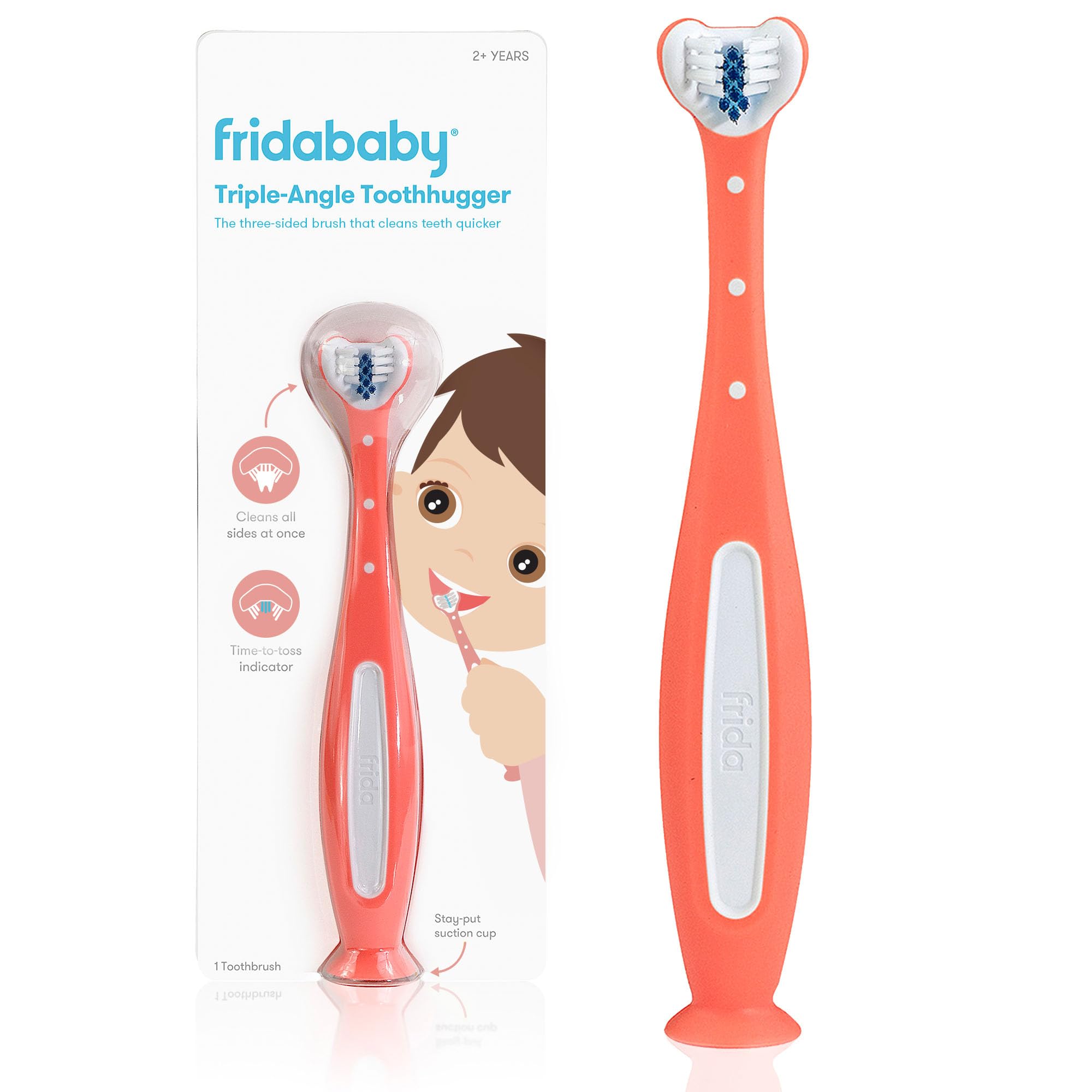 Frida Baby Triple-Angle Toothhugger Training Manual Toothbrush For Toddler Oral Care, 1 count,Pink