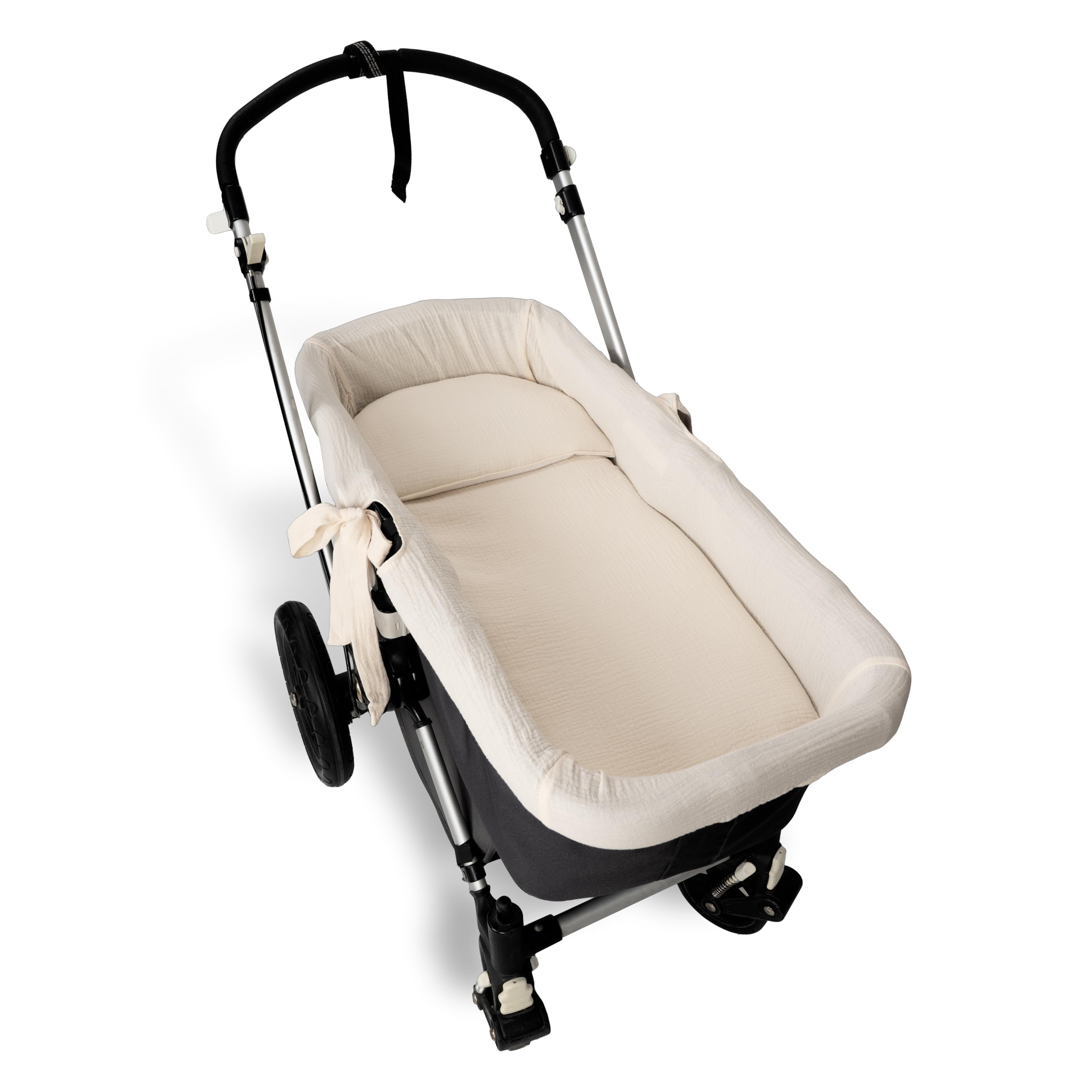 Babyline Cubre capazo Muselina 100% Algodón + Colchita + Almohada Muselina 100% Accesorios Set 3 Piezas. Fabricado En España. Hipoalergénica, Transpirable, Hipersuave (Beige)