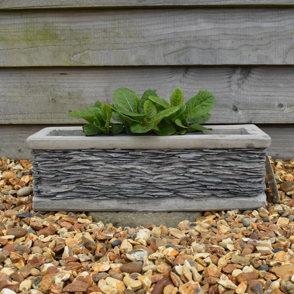Bedwen Westcott Ann Slate Trough Planter. Large 54cm long. Outdoor garden pot. 100% frost proof.