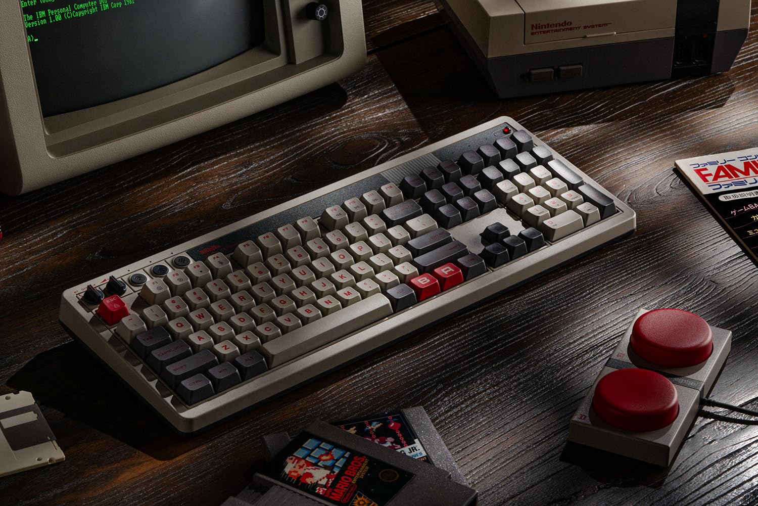 8BitDo Retro 108 Mechanical Keyboard with 108 Keys and Integrated Numpad, Bluetooth/2.4G/USB-C Hot Swappable Wireless Gaming Keyboard for Windows and Android - N Edition