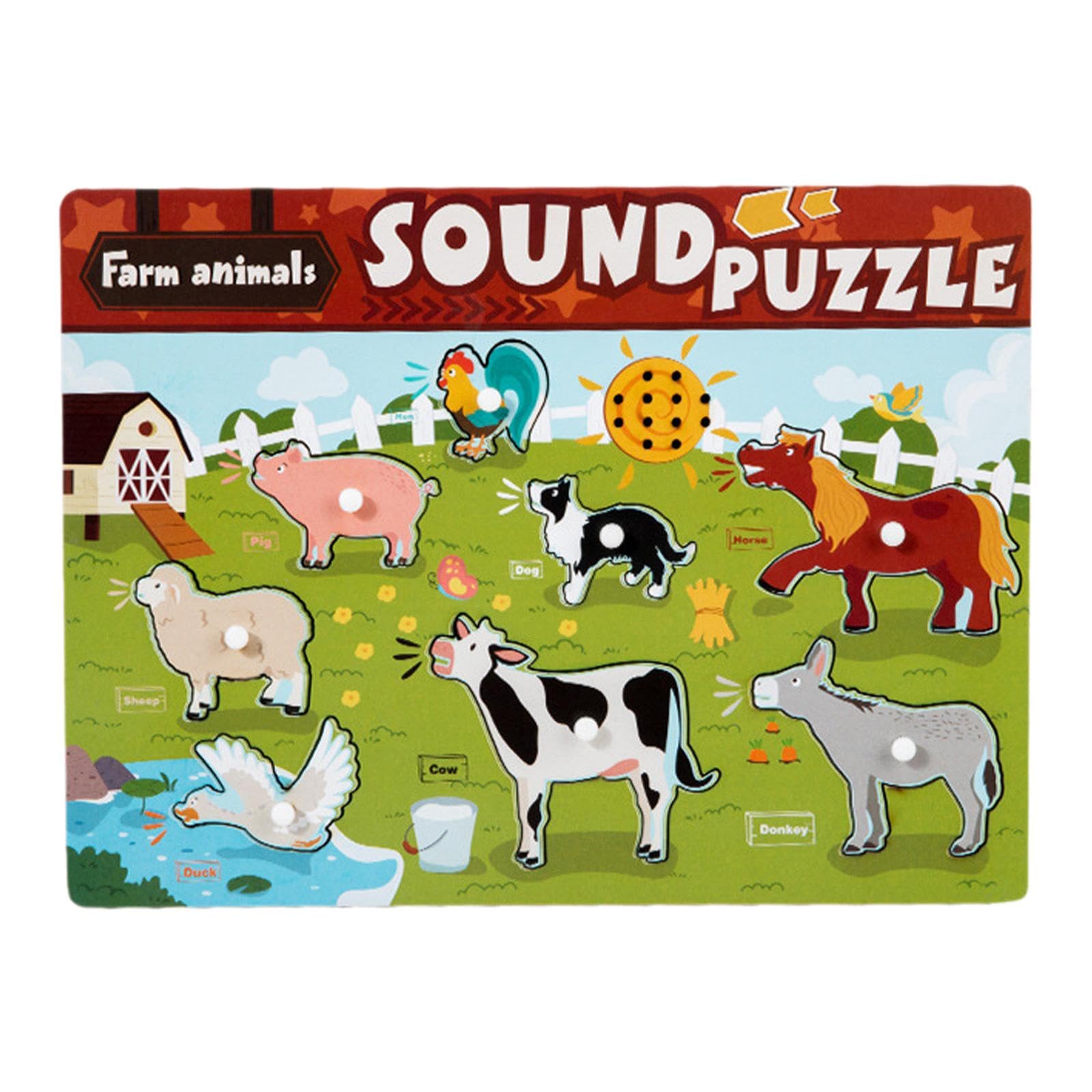 Puzzle in Legno con Tema Cartoni Animati, Giocattolo Interattivo per Bambini, Ideale per L'apprendimento Prescolare, Animale