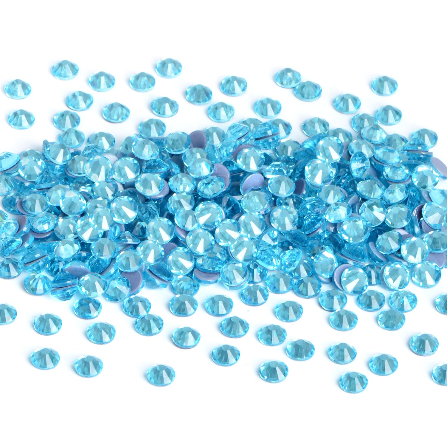 NCB 288pcs Hotfix Crystal Rhinestones for Clothes Crafts, Hot Fix Glue on Flatback Crystals, Iron on Crystal Rhinestone (Aquamarine, SS30 6.3mm)