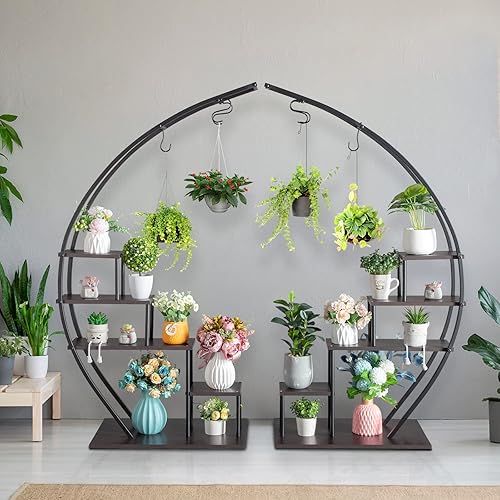 Miniatura 1 de Karl home Soporte de 6 niveles para plantas de interior creativo soporte de escalera en forma de media luna para plantas de interior múltiples