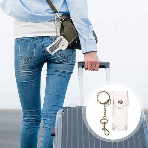 Miniatura 8 de Estuche transparente para llavero, funda con clip, estuche transparente para lápiz labial, llavero y brillo de labios, bolsa de bolsillo para