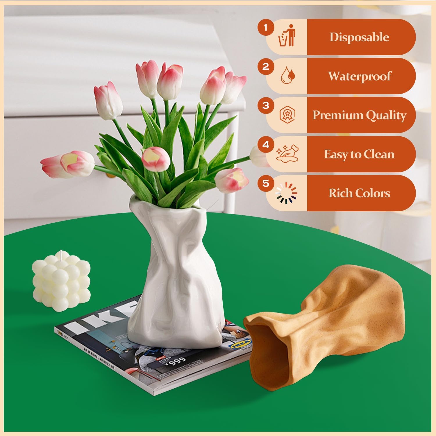 20 Pack Green Round Plastic Tablecloth, 84" Disposable Table Cloth Party Table Cover, Plastic Table Cloth for Birthday Wedding Party - Image 3