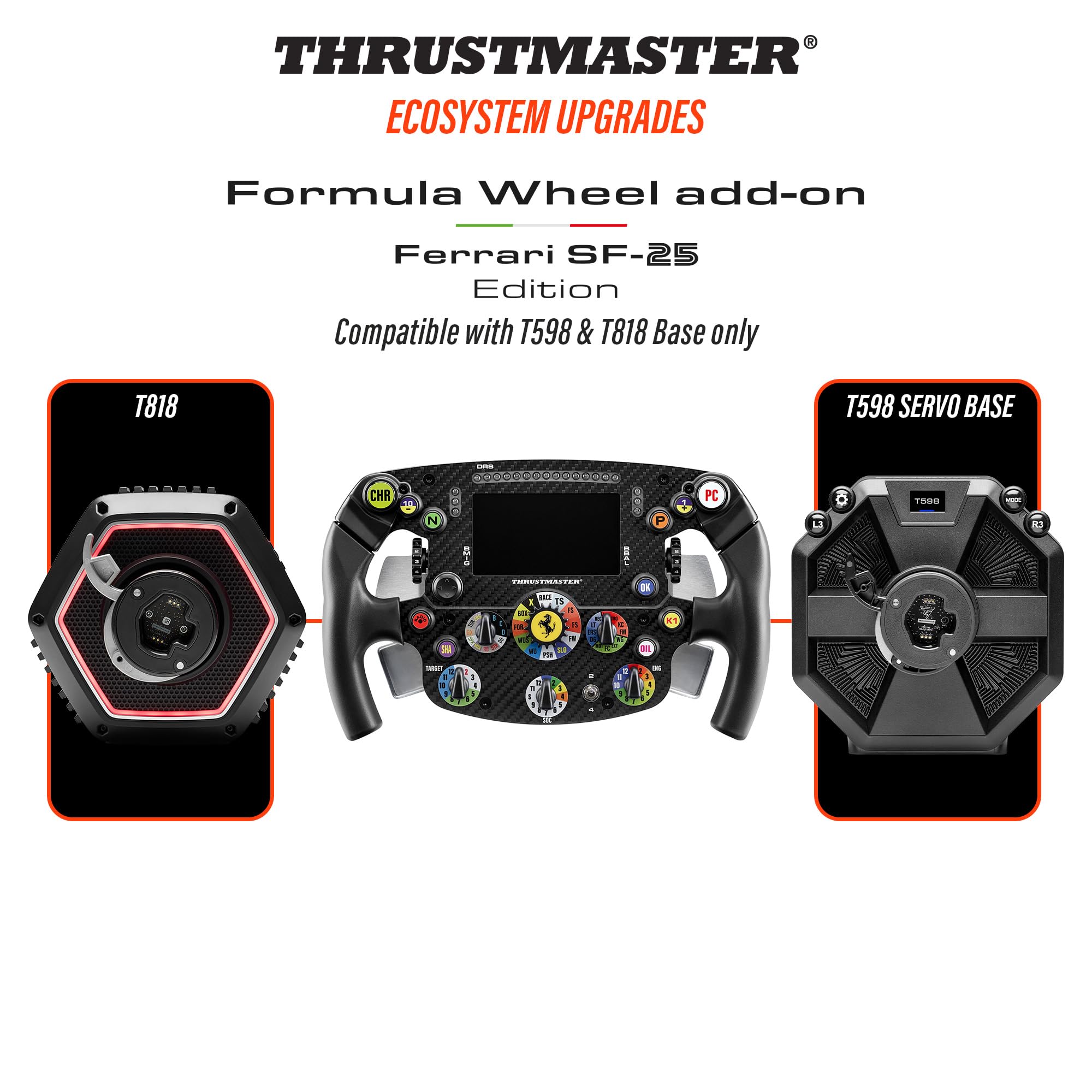 Thrustmaster Formula Wheel Add-On Ferrari SF-25 Edition, Volante da Corsa Replica su Licenza Ufficiale per PS5, PS4 e PC