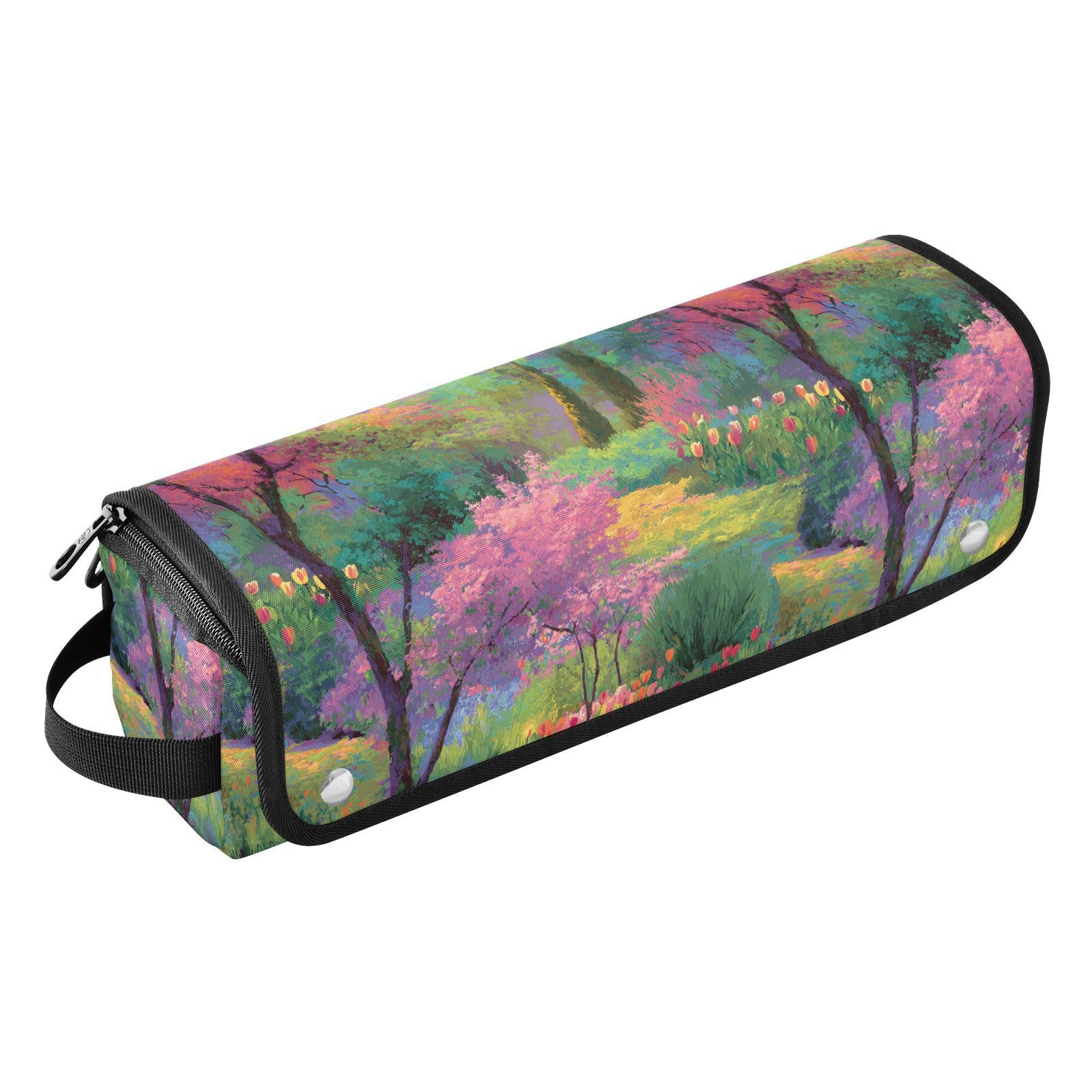 Cherry Blossom Landscape Green Hot Hair Tools Travel Bag for Hair Straighteners Curling Irons Hot Air Brushes Travel Essentials Tools Organizer Essentials for Women Heat Resistant Mat Portable-image-6