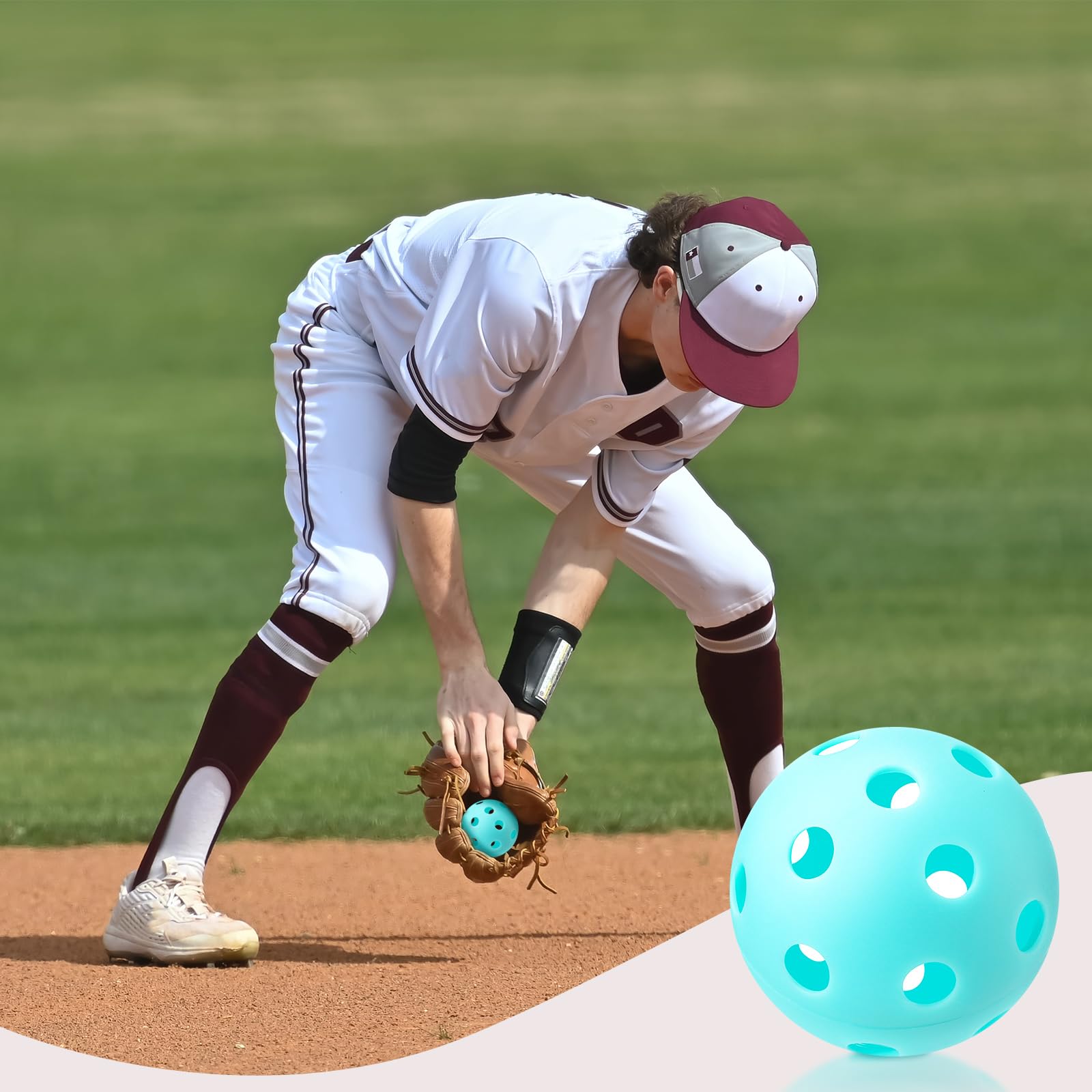 Lunmon 36 Stück Übungsgolfbälle, Baseball, 4,1 cm, kleine Trainingsbälle, Kunststoff, hohle Softbälle mit Kordelzug, für Schlagtraining, Innen- und Außenbereich