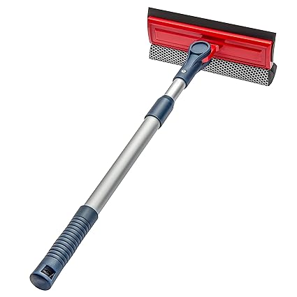 DSV Standard Professional Window Squeegee | 2-in-1 Window Cleaner Sponge and Soft Rubber Strip With Telescopic Extension Pole 70cm & 30? | Adjustable To Clean From Multiple Angles