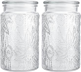 Sunflower Glass Jar With Lid, 2 Pack 32oz Kitchen Pantry Glass Canisters, Wide Mouth Jars Food Storage Container,Decorative Jar For Pasta Tea Cookies Nuts Coffee Cereal Salad Sugar Candy Jar Cute Jar