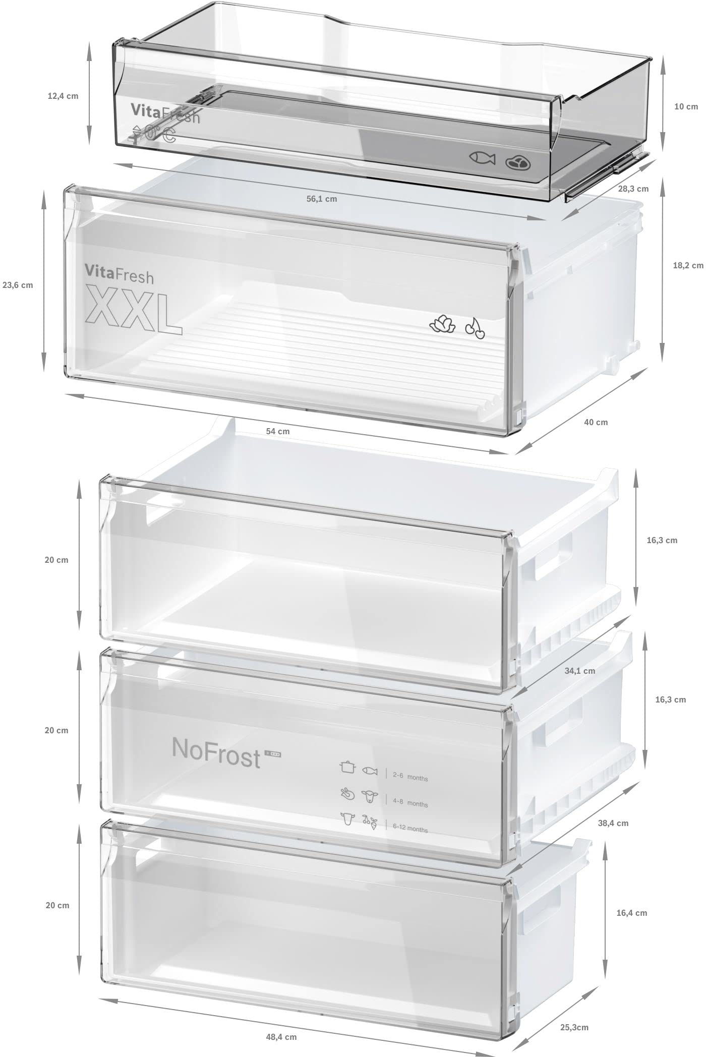 Bosch KGN492IAF Serie 4, Frigorifero combinato da libera installazione, Total No Frost, VitaFresh XXL: Spazio extra-large per i tuoi cibi freschi, PerfectFit, Luce LED, Acciaio, 203 x 70 cm