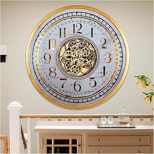 VUCICA Reloj de pared grande de 31 pulgadas, reloj de pared con engranajes steampunk, relojes de pared vintage de gran tamaño para decoración de