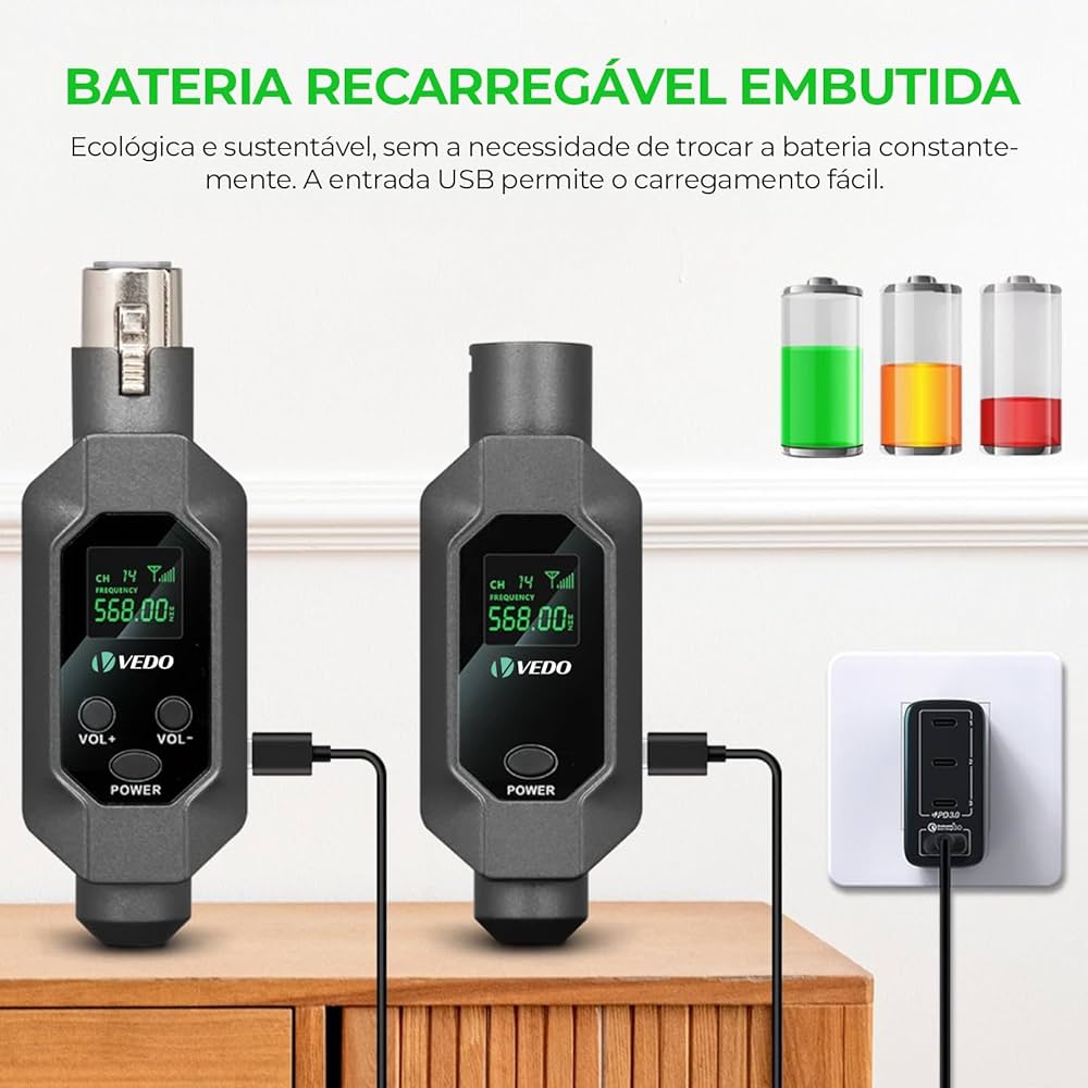 Conversor de microfone Transmissor e receptor XLR Sistema sem fio