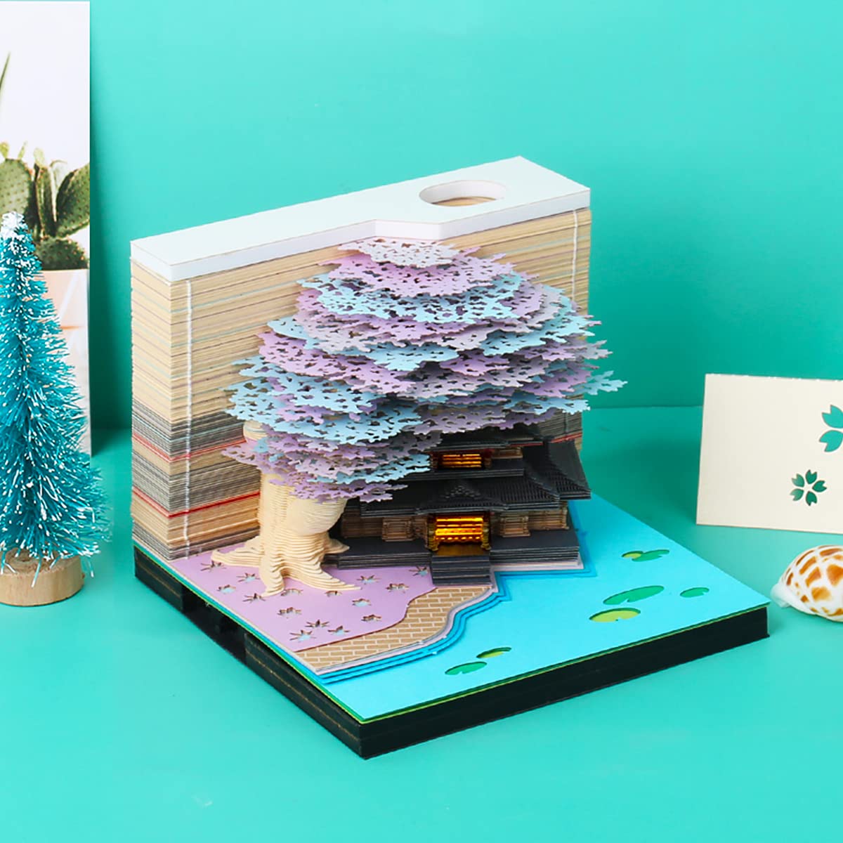 Bloc-Notes 3D Créatif Avec Lumière LED Calendrier 2026 - Rose
