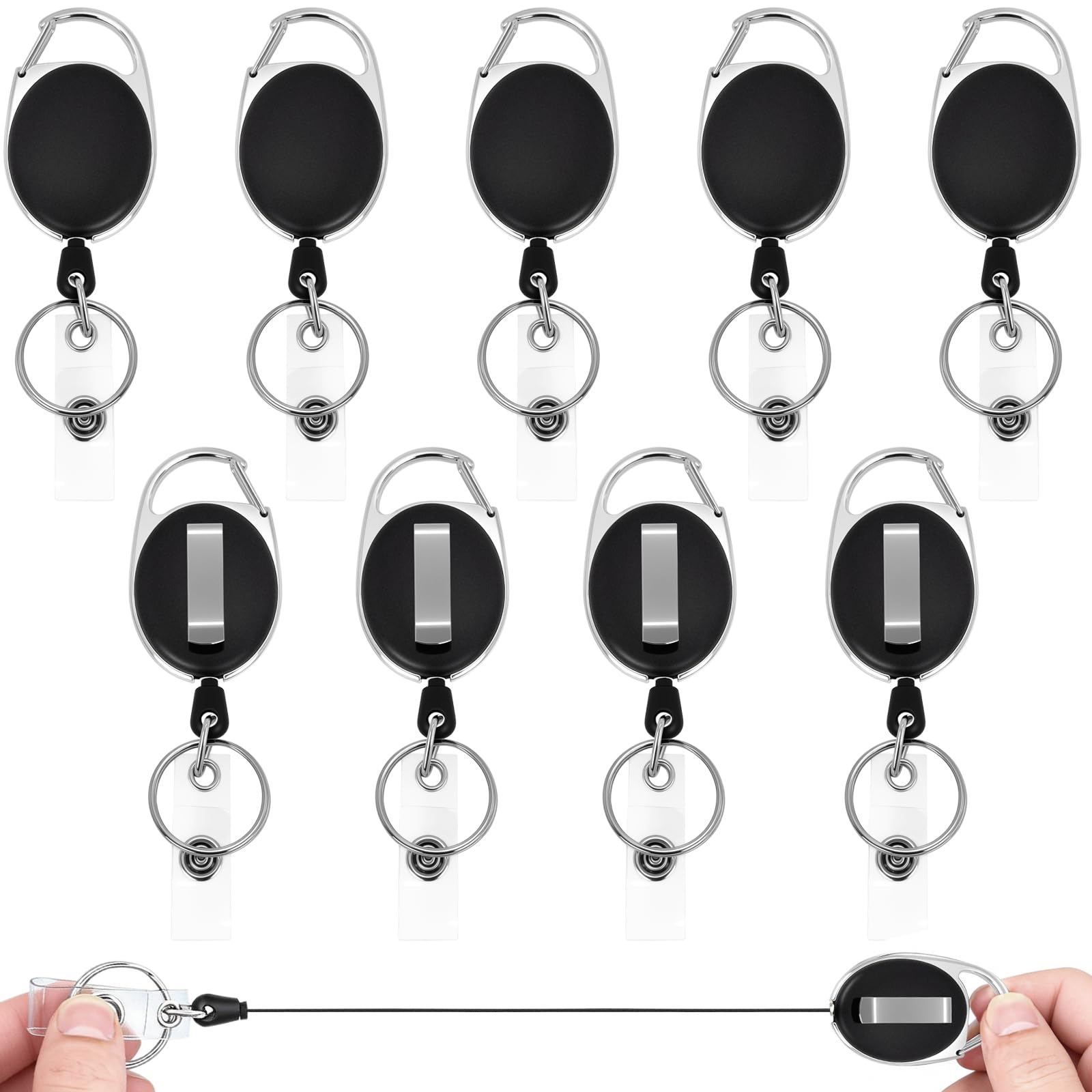 Llavero Retractil 10 Piezas con Clip para Cinturón Cordón Extensible 63 cm