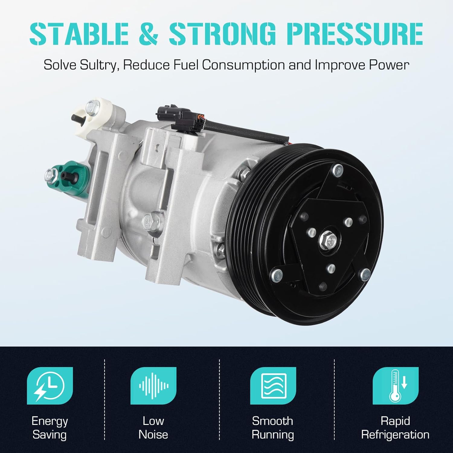 Air Conditioner AC Compressor with A/C Clutch Fits for Nissan Altima 2.5 2.5L S SR Base Sense Advance 2013 2014 2015 2016 2017 2018 (Without SL and SV), Replaces CO 29074C, w/One Plug