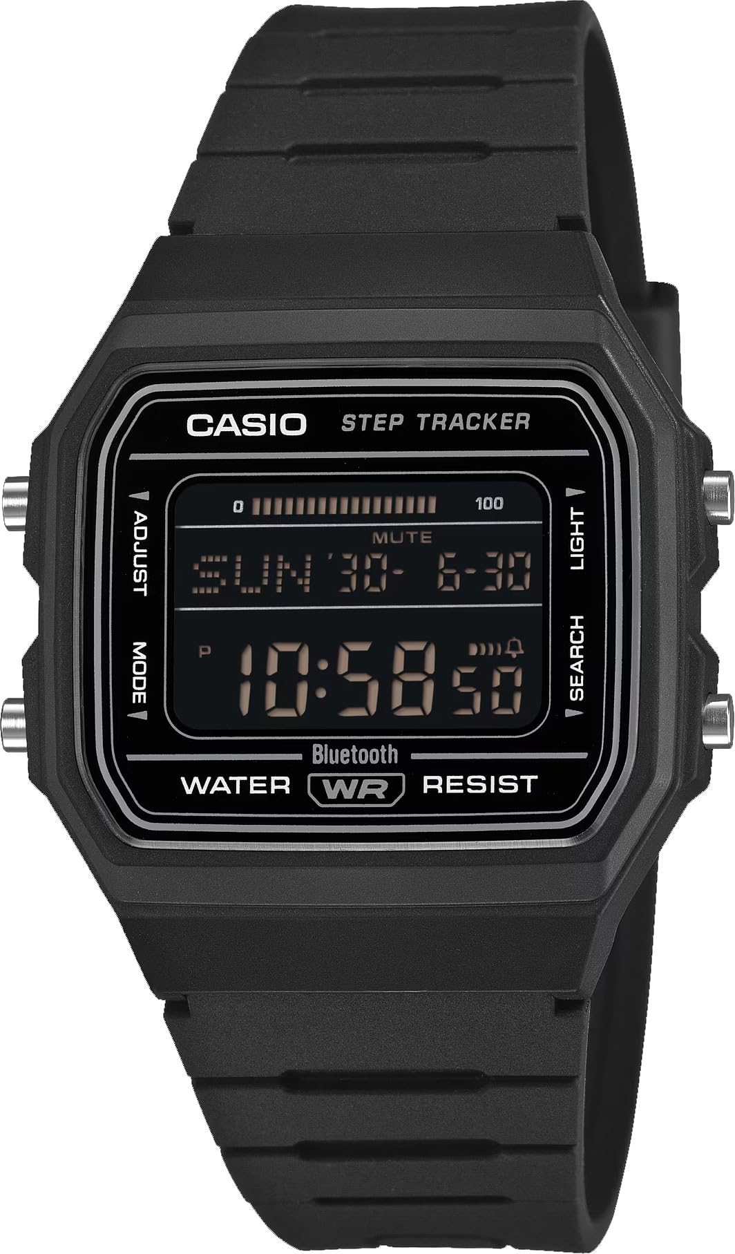 F-B100W-1B Digital Watch with Bluetooth Step Tracker