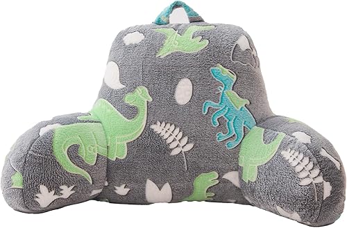 Vista 54 de A Nice Night Star Moon - Almohada de lectura de felpa que brilla en la oscuridad, respaldo de cuña para niños con brazos y apoyo para la espalda Gris