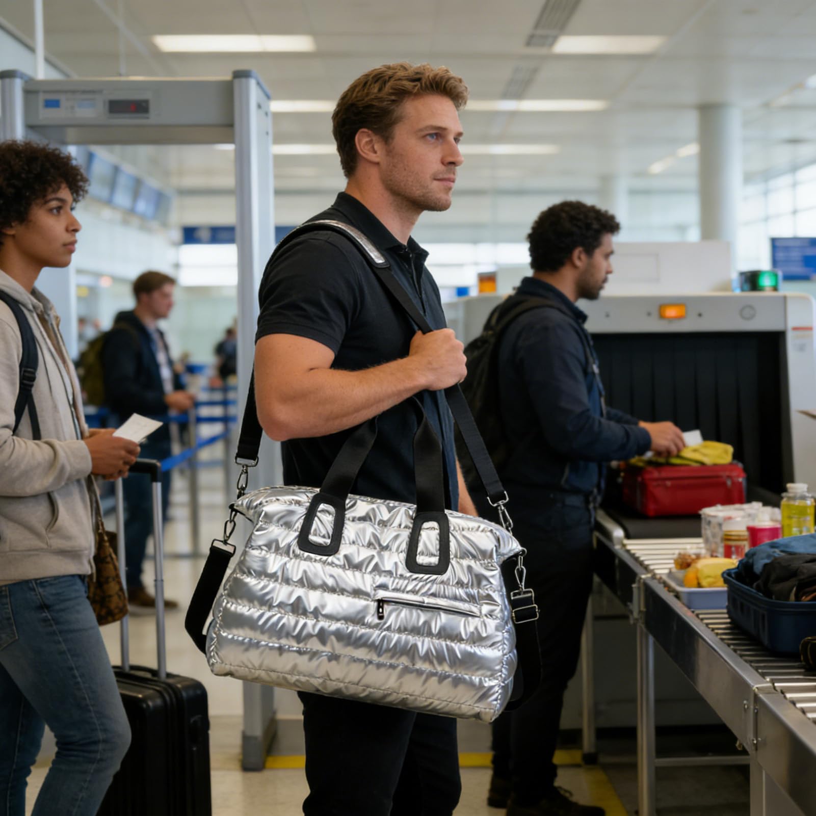 Mochila de gimnasio para hombre, con compartimento húmedo, portátil, para viajes al aire libre, entrenamiento, fitness, natación, yoga, fin de semana, viajes por carretera, mujeres y hombres, Silver