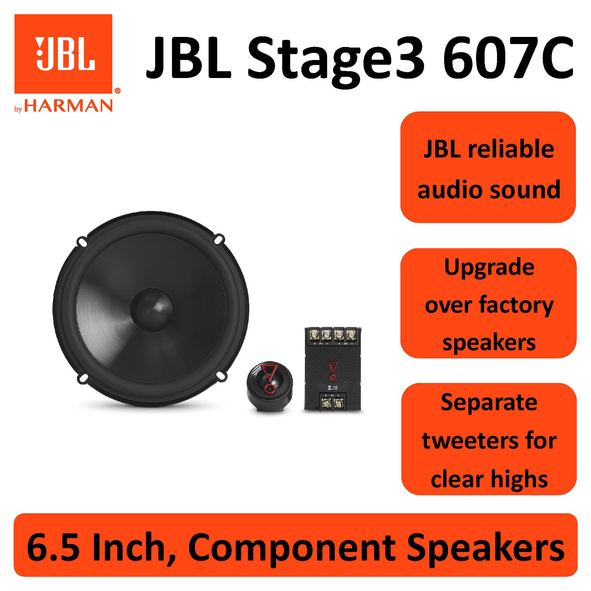 Kit D'enceintes JBL Stage3 607CF 6.5" - Compatible Renault Megane 4, Captur, Laguna 3, Master