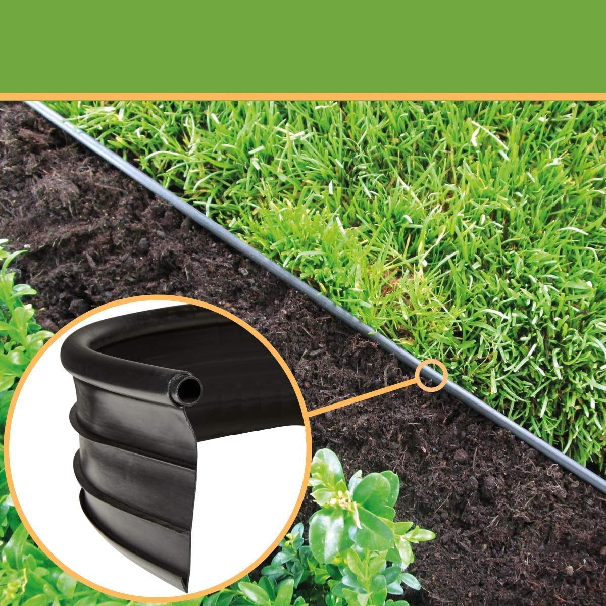 Bordo Per Aiuole In Plastica Flessibile 24 M - Altezza 78 Mm Con 100 Picchetti - Nero