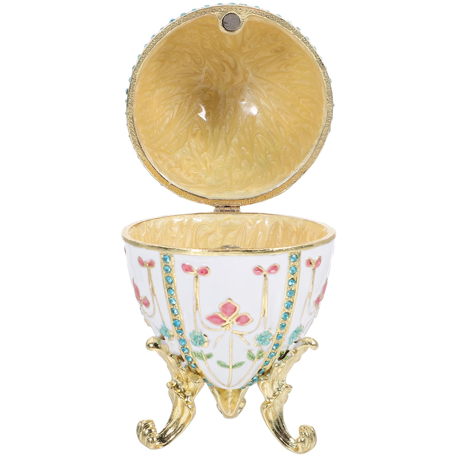 Lshtshf-ou Shaped Egg Jewelry Box With Lid Enamel Finish Small Decorative Trinket Case For Home Vanity Decor Accessories Desktop Ornament
