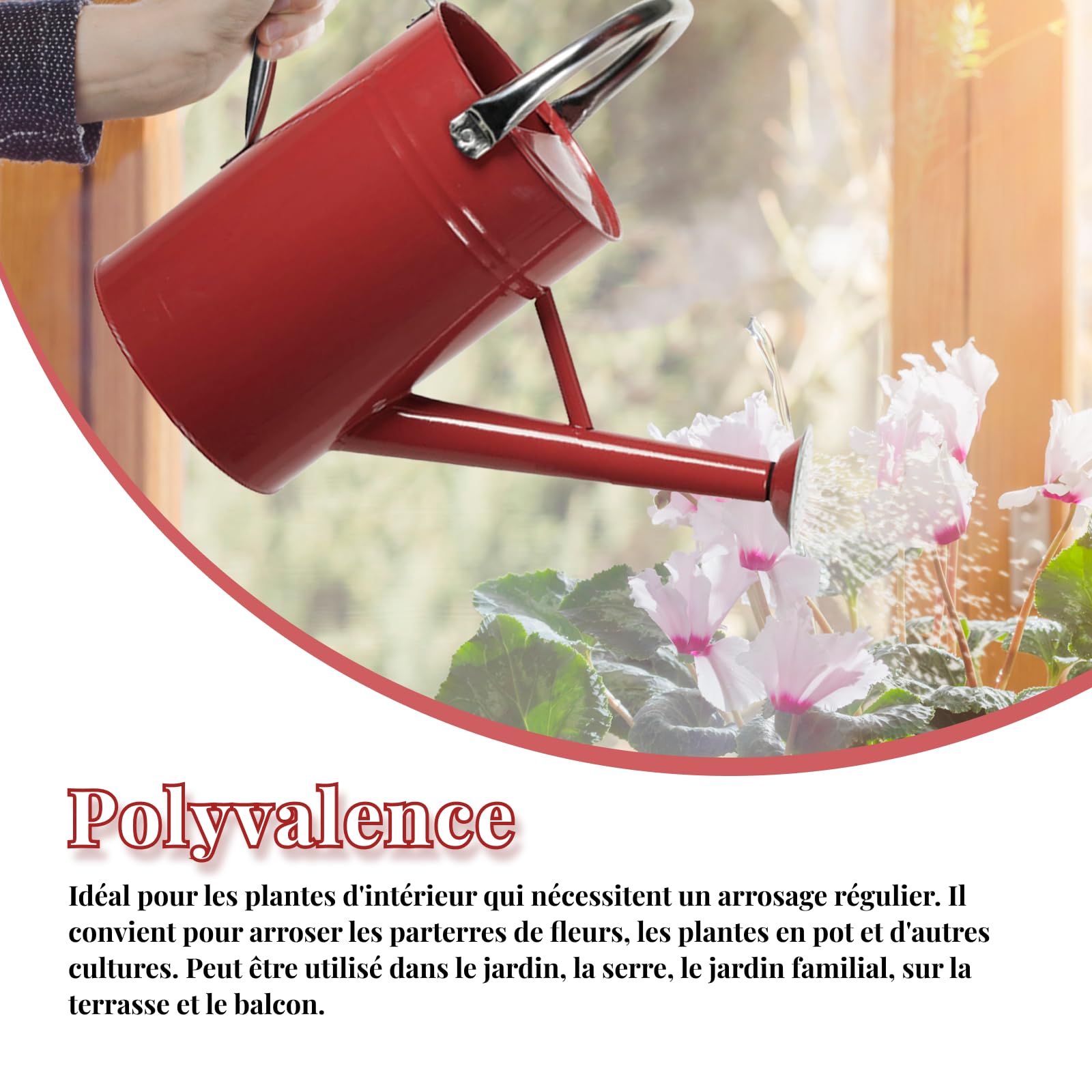 F Fityle Arrosoir 5L Grande Capacité pour Plantes, Arrosoir Jardin Professionnel avec Tête Détachable Étanche, Poignée Ergonomique en Acier Inoxydable, pour Plantes d'Intérieur et d'Extérieur, Rouge