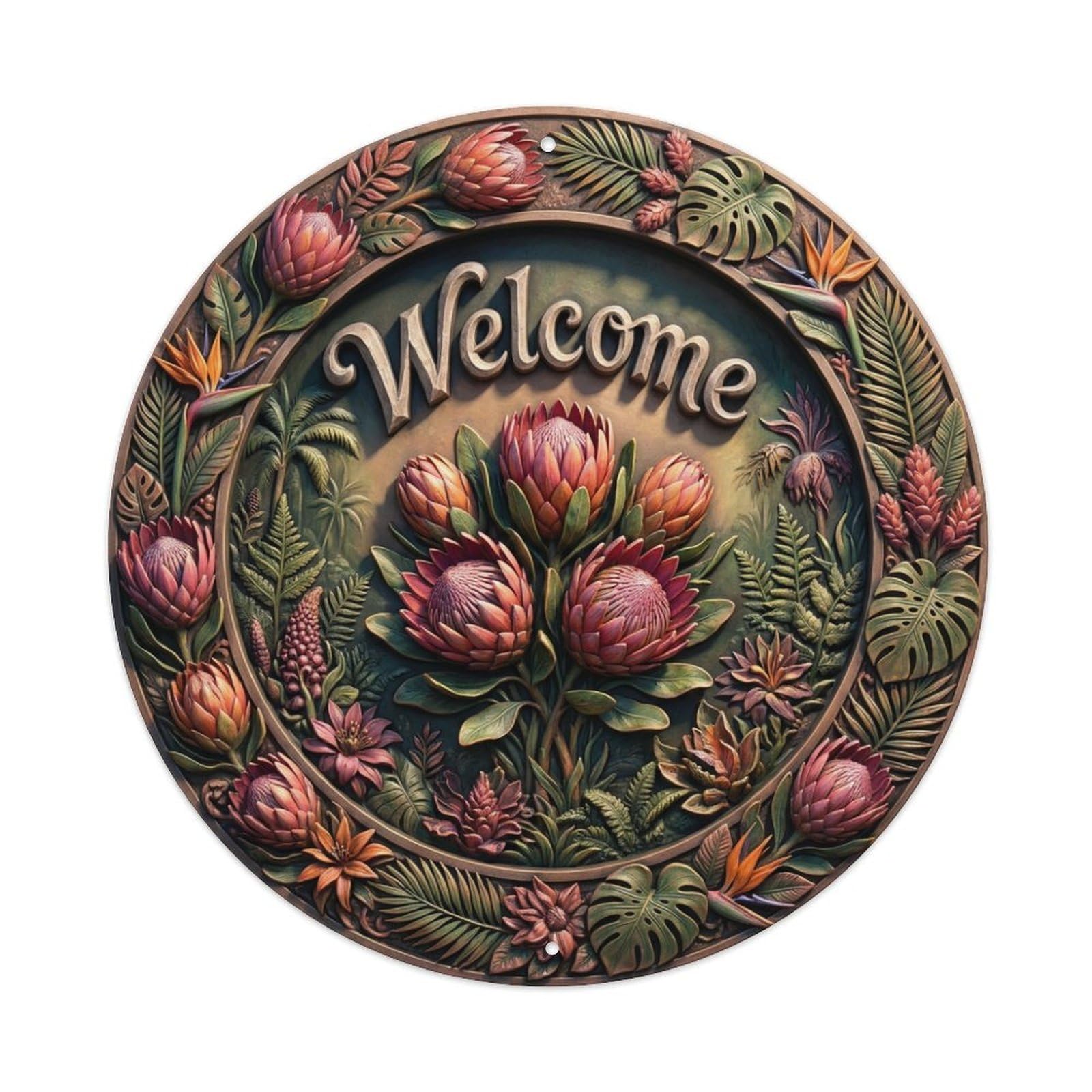 Tgrcjimh Style Metal Tin Sign Protea Flower Welcome Exotic Bloom