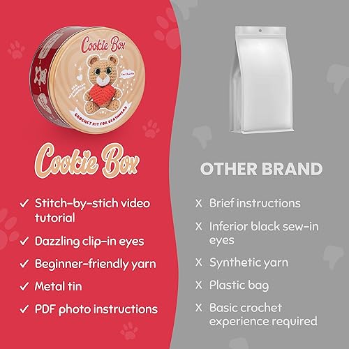 Vista 27 de Cookie Box Kit de ganchillo para principiantes - Aprende a tejer animales de peluche Amigurumi - Regalo - para niños (12 +) y adultos - Hilo apto