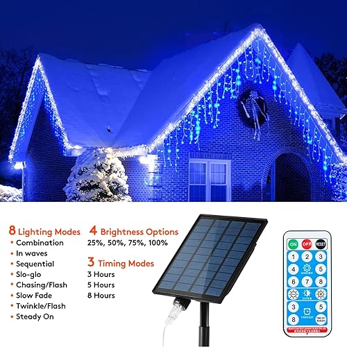 Miniatura 2 de Luces solares de Navidad para exteriores, impermeables, para decoración de Navidad, 320 LED, 29.5 pies, 60 gotas, luces de hadas recargables con