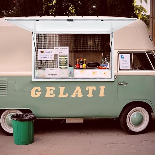 Miniatura 4 de Ventana de concesión de 64 x 40 pulgadas, soporte de concesión para remolque, ventana de servicio, toldo para alimentos, camión, ventana de servicio