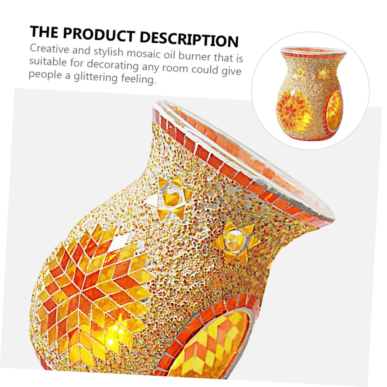 Cabilock Quemador Estilo Retro Elegante de Vidrio de Aceites Esenciales Naranja y Crear Ambiente Cálido y Romántico para Decoración de Mesa en Fiestas