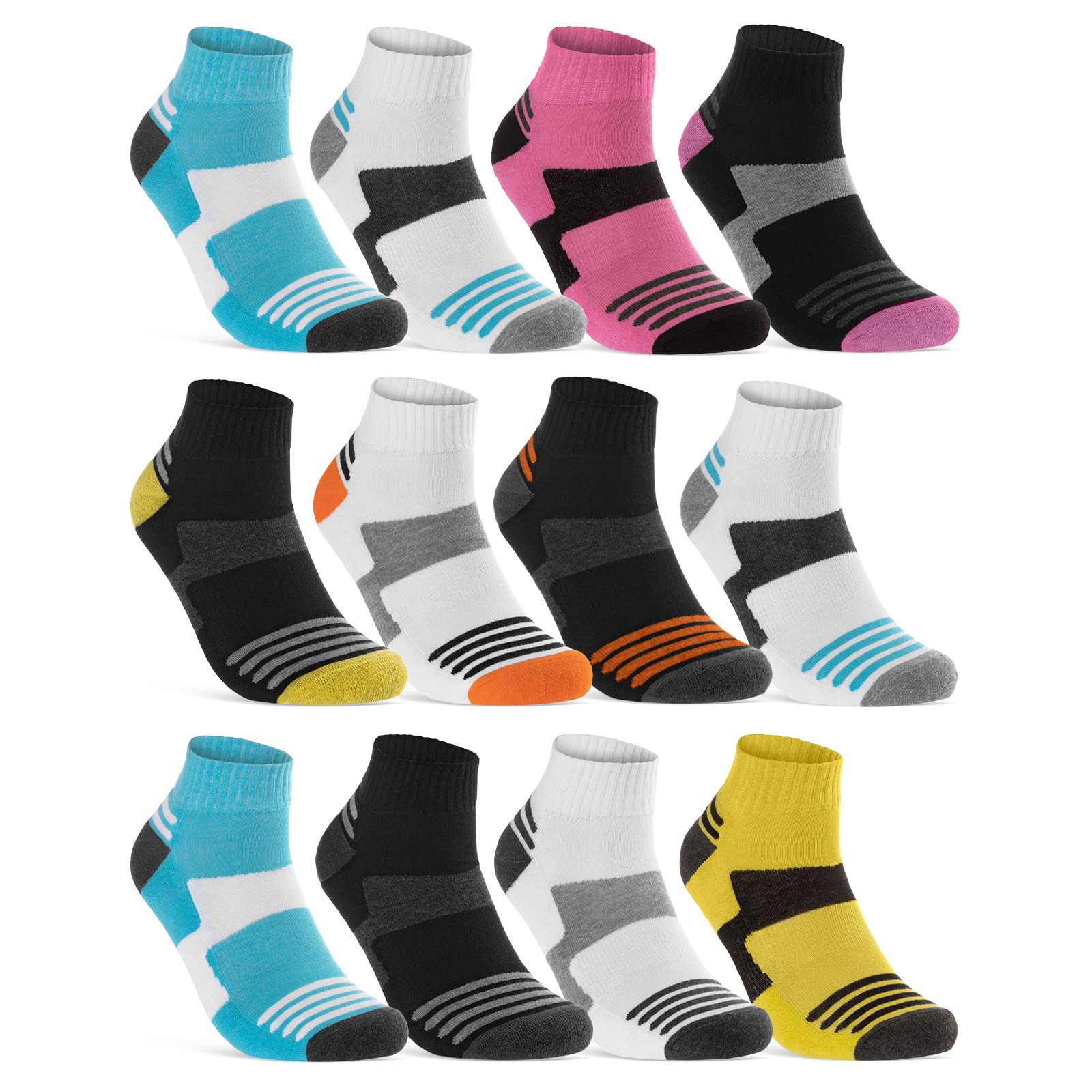 Sportsocken Damen Sneaker Socken (6 oder 12 Paar) verstärkte Frotteesohle Baumwolle