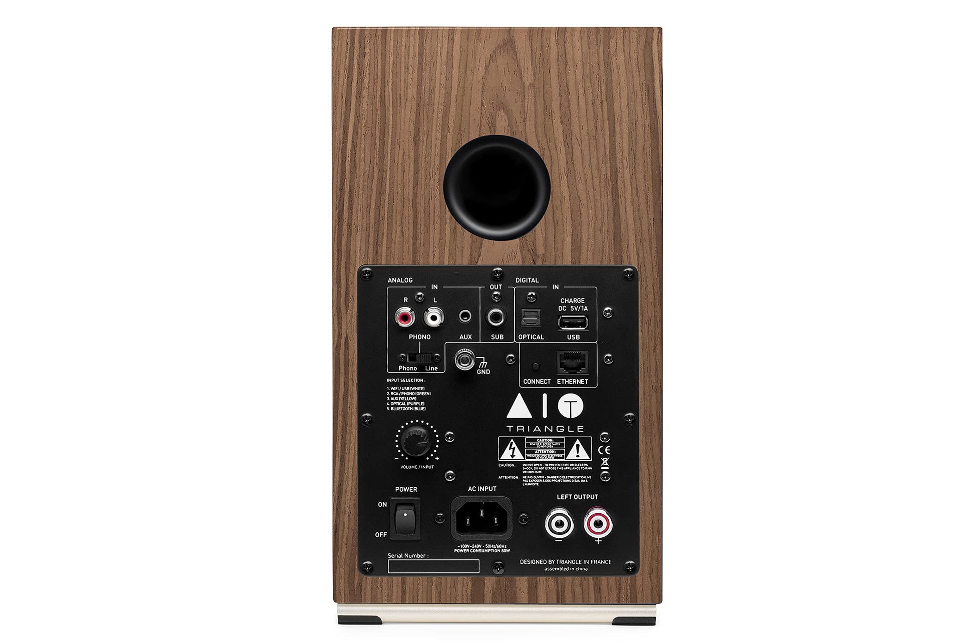 Triangle - Diffusori attivi AIO TWIN - Diffusori da scaffale Wi-Fi e Bluetooth con amplificatore 2x50W - Audio HD - Ingressi PHONO/Platino + TV ottica - 165 x 304 x 235 mm - Acero Marrone (Coppia)