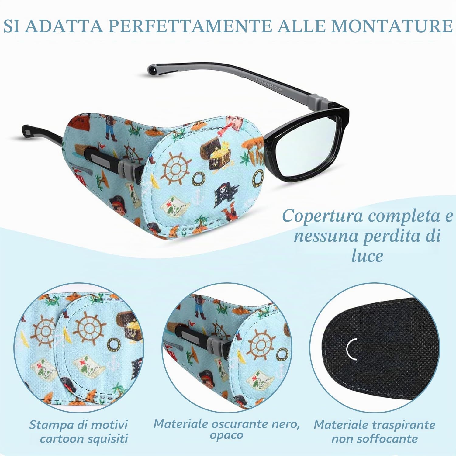 10 Pezzi Bende Oculari, Eye Patch Coprente per Occhio Pigro Ambliopia, Cartoon Eyepatch per Gli Occhiali Trattare Occhio Pigro Amblyopia Strabismus per Gli Occhi Sinistro e Destro