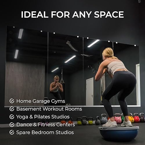 Miniatura 7 de Espejo de gimnasio en casa, 47.5 x 31.5 pulgadas de grosor, espejo grande de cuerpo completo para yoga, espejo de pared grande de longitud completa