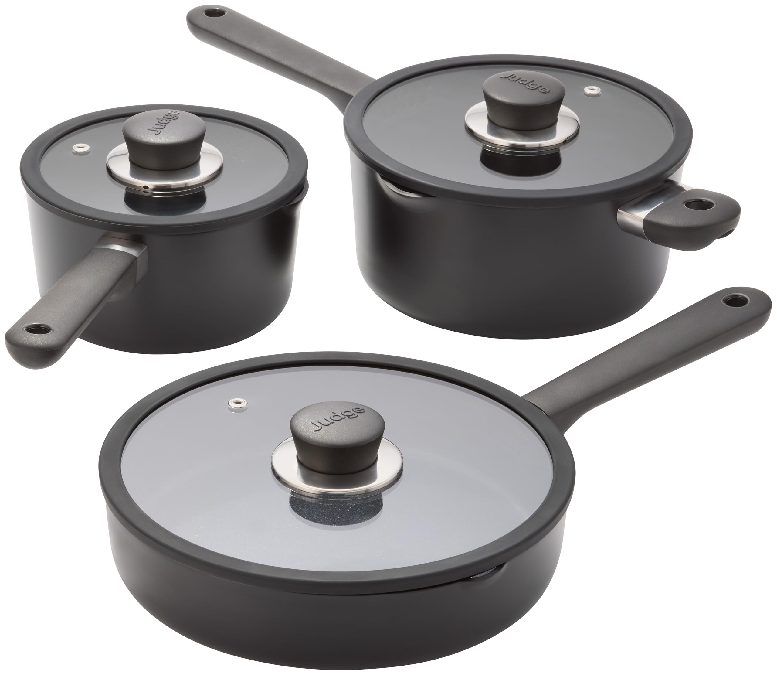 Judge Vista Ceramic 3-Piece Draining Cookware SetBlack from B&Q