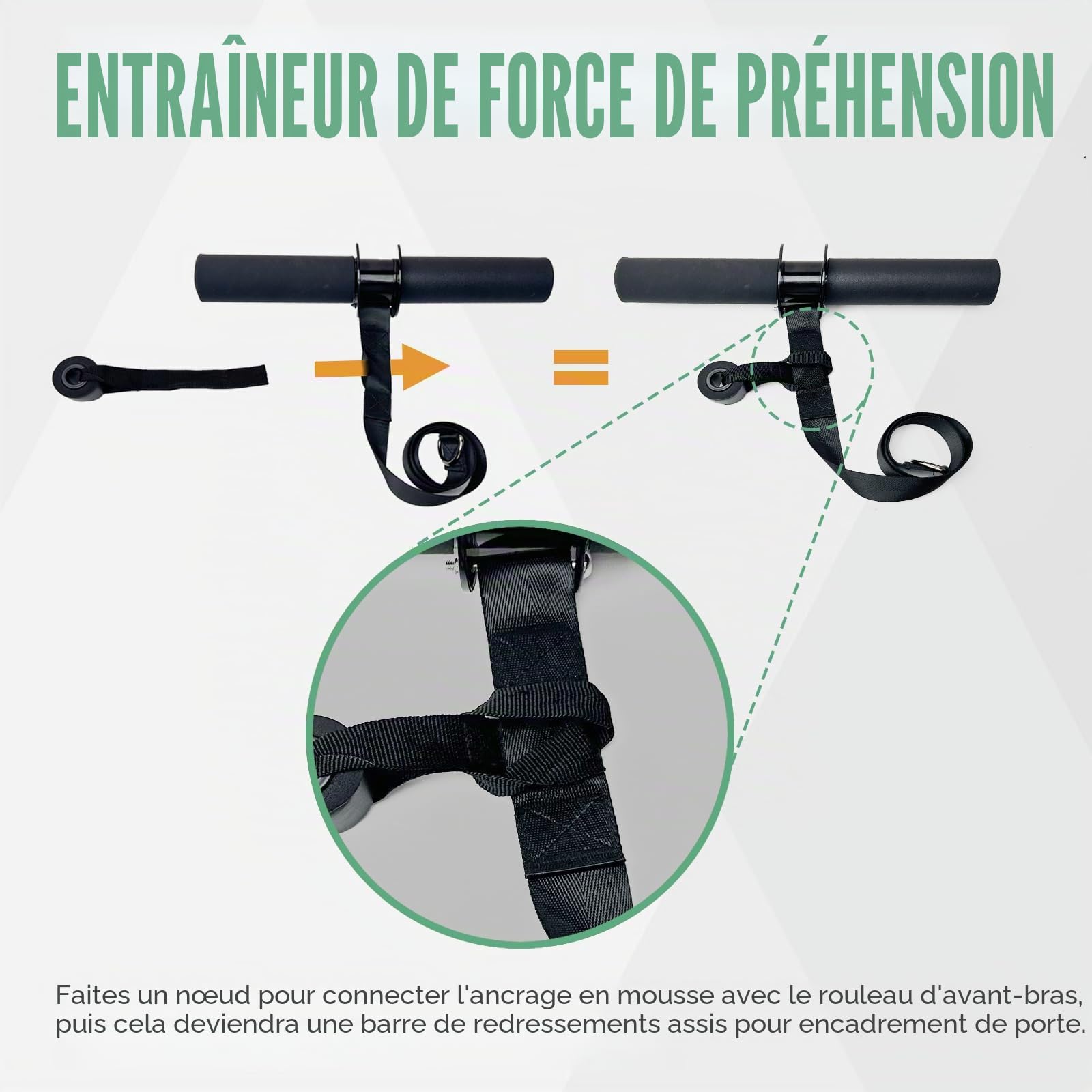Rouleau de renforcement d'avant-bras, équipement d'entraînement multifonction pour avant-bras avec poignée épaisse, rouleau de poignet, pistolet pour entraînement de force du poignet et des
