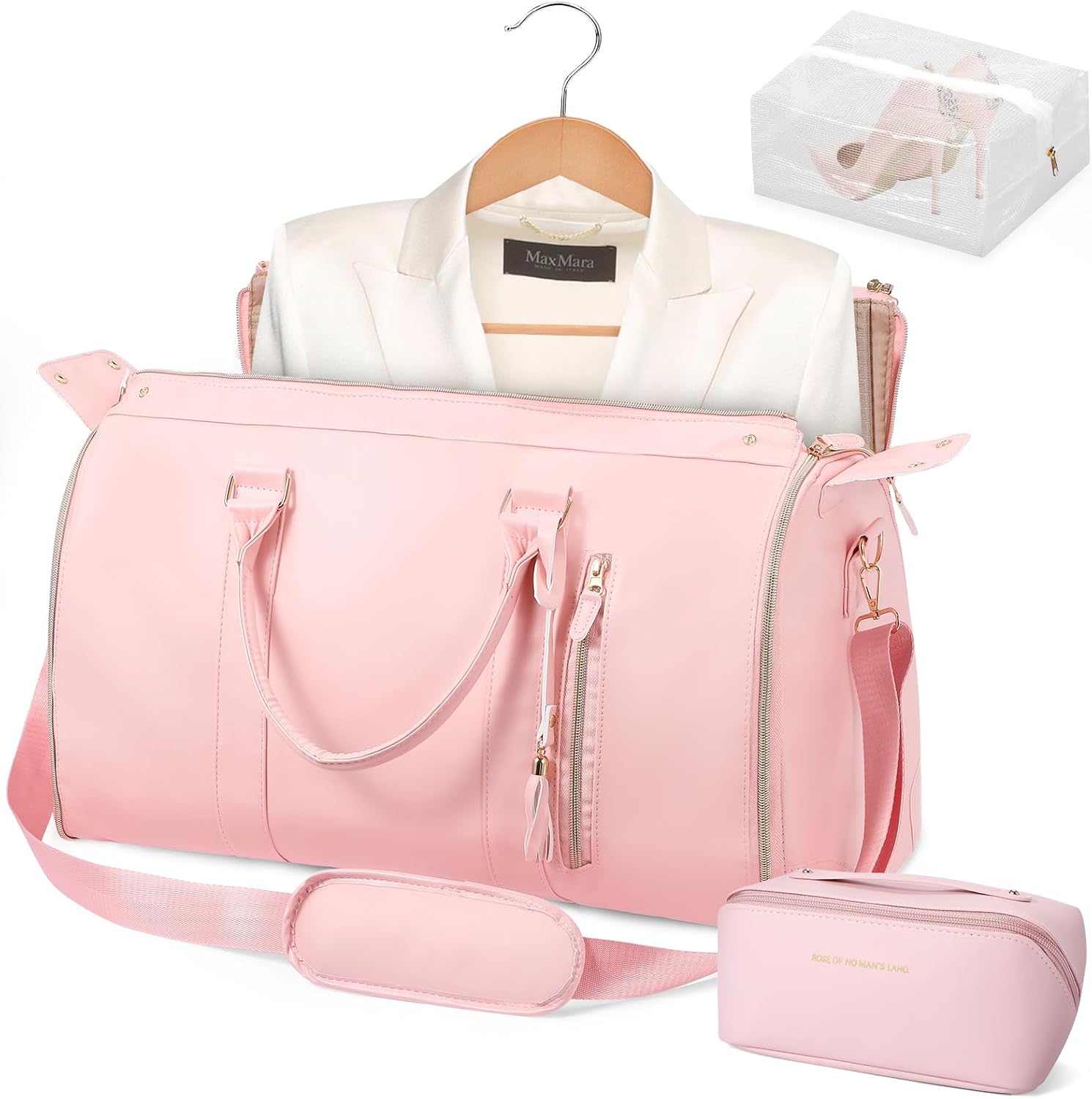 Convertible Garment Bags for Travel, PU Leather Garment