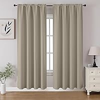Vista 16 de CUCRAF - Cortinas opacas beige de 45 pulgadas, juego de 2 paneles con bolsillo para barra, cortinas para oscurecer dormitorios y sala de estar