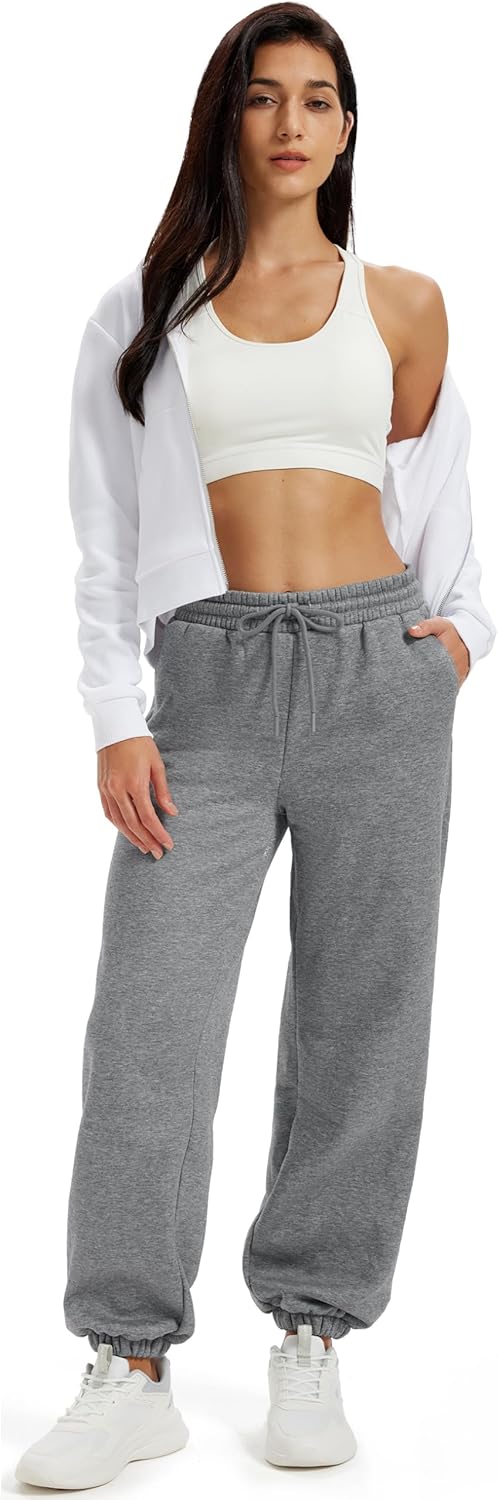 MAGCOMSEN Women's Fleece Lined Joggers Winter Baggy Sweatpants with Pockets Thermal High Waisted Casual Athletic Pants - Image 7