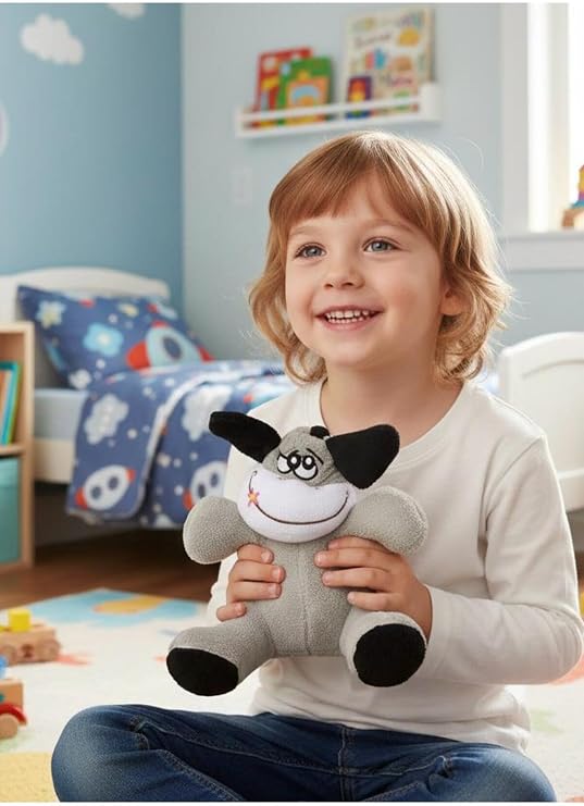 Atakids Sevimli Peluş Eşek Oyun Arkadaşı, 25 cm, Gri, Unisex