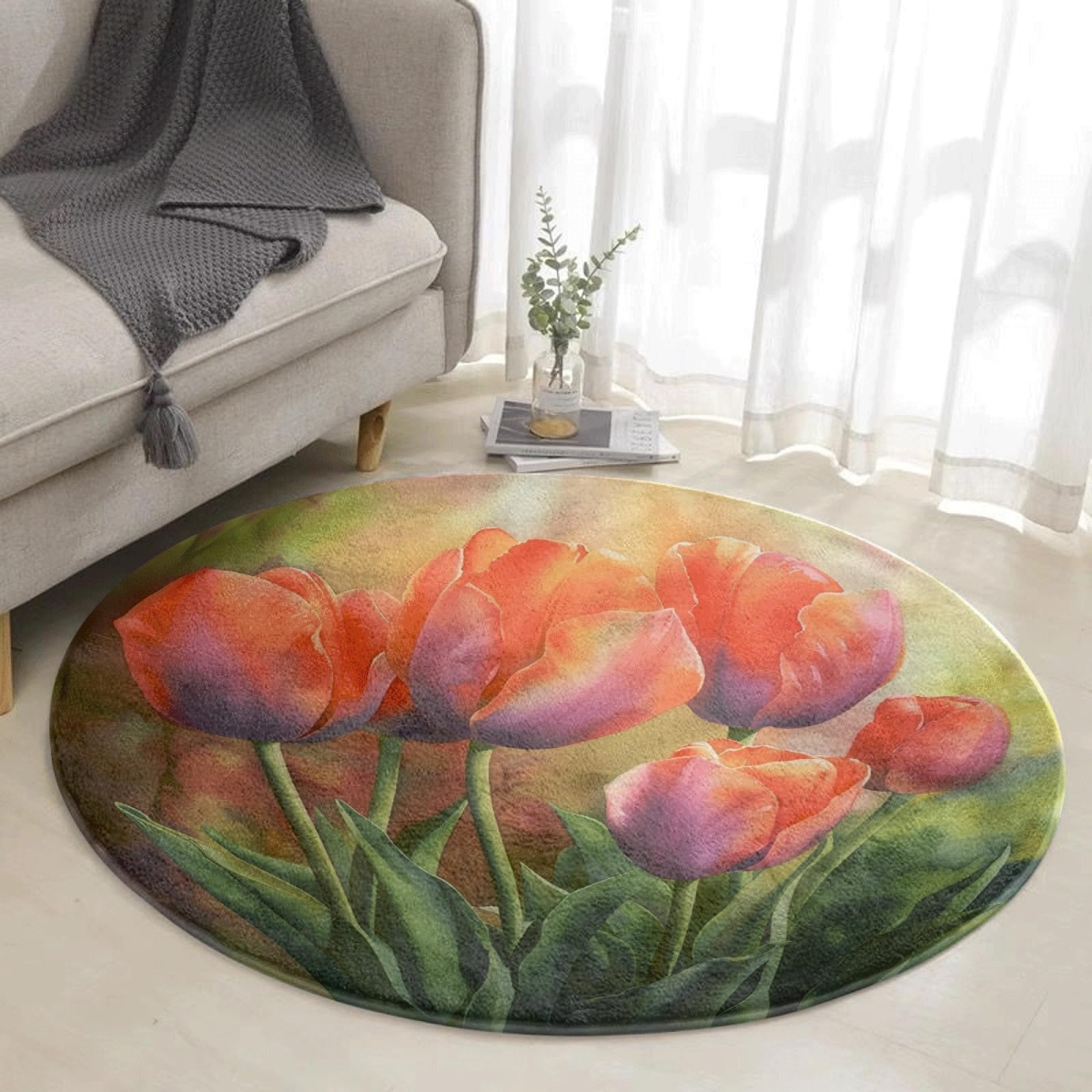 Tapis extérieur rond floral pour sublimer votre terrasse et salon de jardin