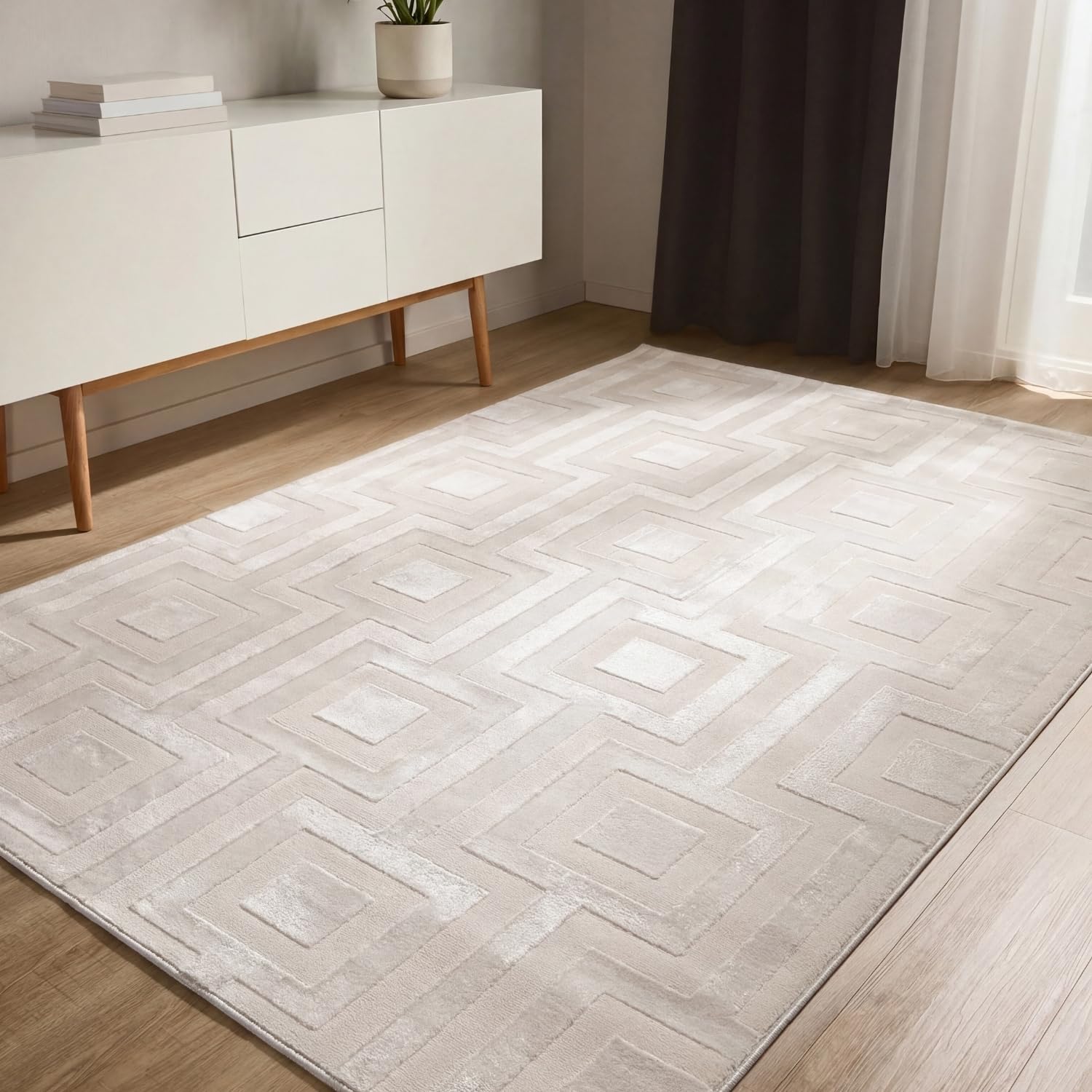 Tapis de salon crème 280x380 cm géométrique rétro benuta Basic