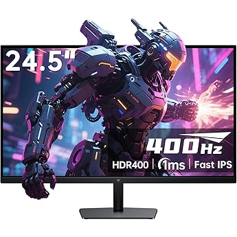 KTC 24.5 Inch 400 HZ Gaming Monitor, Fast IPS 1 ms, FHD 1080p, Adaptive Sync, HDR 400, 128% sRGB, 2 x HDMI, 2 x DP, Tilt Adju