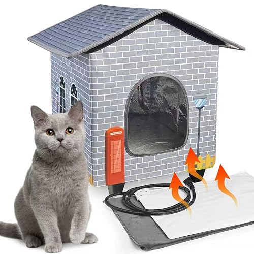 NAMOTEK Elevated Heated Cat Houses for Indoor/Outdoor Cats with Heated