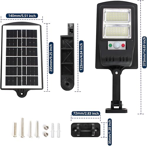 Miniatura 2 de 140 luces solares LED para exteriores, 3 modos, impermeables, inalámbricas, luces de inundación solares, lámpara con sensor de movimiento de gran