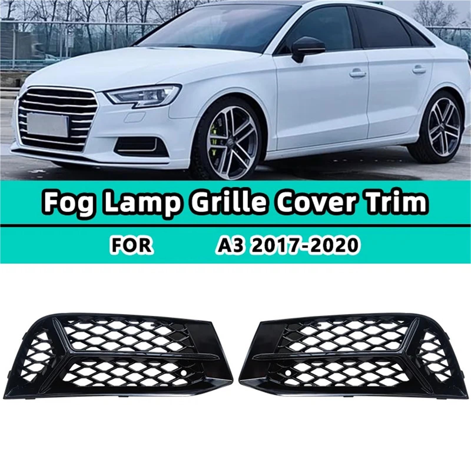 HONEYCOMB compatibile con Audi A3 2017 2018 2019 2020 griglia di copertura fendinebbia paraurti anteriore auto griglia lampada stile racing accessori auto