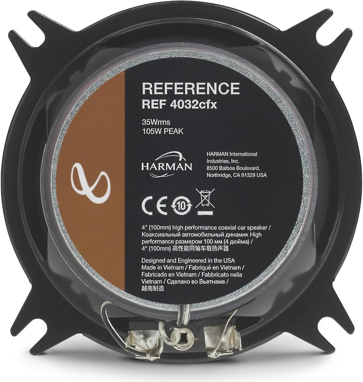 Infinity Reference 4032CFX Altoparlanti Coassiali Auto 2 Vie 100mm 4 Pollici 35W RMS Cono Woofer Plus One Tweeter in Seta Edge-Driven Upgrade Audio per Qualsiasi Veicolo e Suono Nitido e Dettagliato